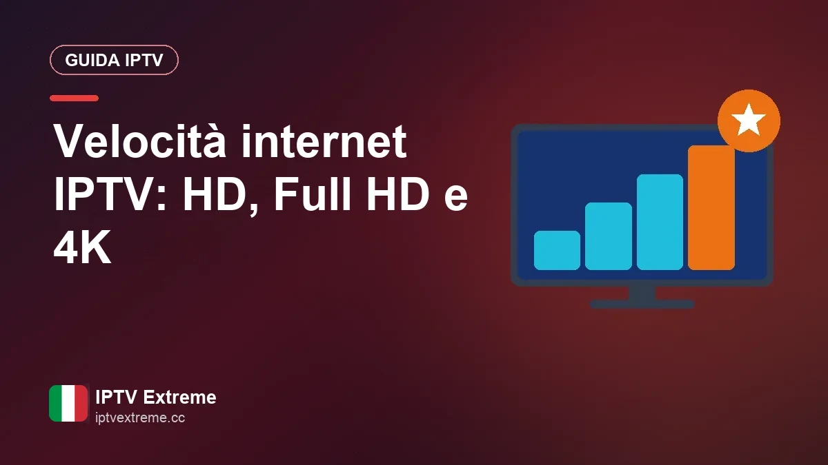 Test di velocità aperto su un laptop davanti a una TV che trasmette IPTV
